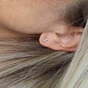 CRISS CROSS SPARKLE DAINTY STUD EARRINGS, 925 POSTS